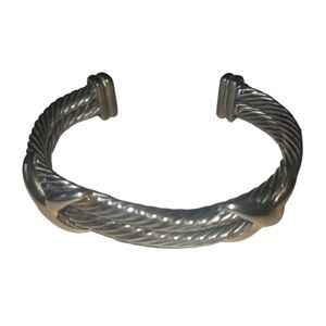 Two Tone Braided Open Bangle